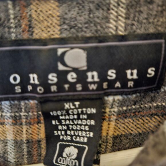 Consensus Sportswear Men's XLT Cotton Flannel Button-Up Plaid Shirt Dad Core - Picture 6 of 10